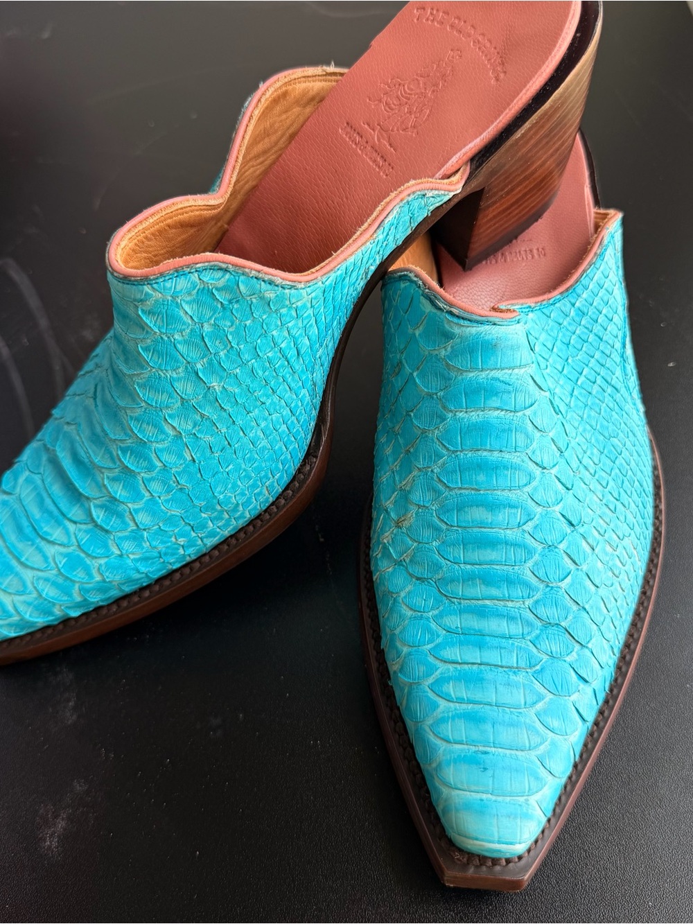 Old Gringo Turquoise Exotic Leather Mule Heels - Picture 6 of 8